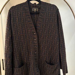 Vintage Fendi FF Zucca Monogram Wool Cardigan Sweater
